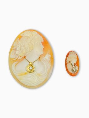 Antique Unmounted/Framed Habillé Shell Cameo’s with Diamond Accent